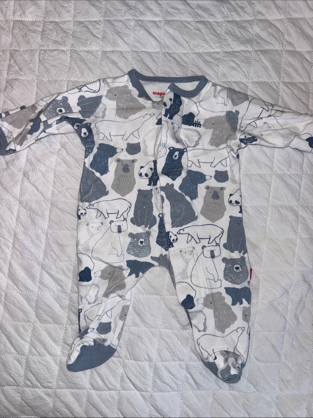 Magnetic Me Organic Cotton Bear Print Magnetic Footie Pajamas Newborn